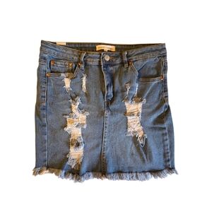 Almost Famous Distressed Denim Mini Skirt – Size 11